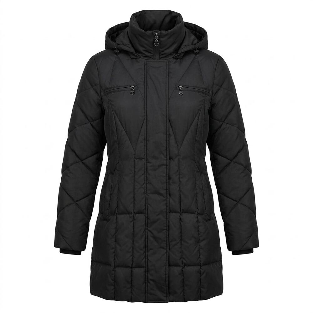 Marc New York Andrew Down Black Hooded Lined Puffer Jacket Women Size M